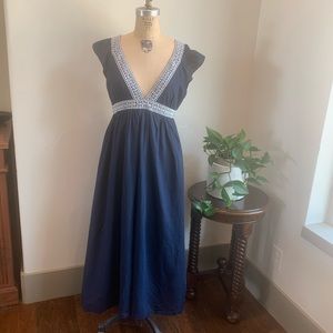 J.Crew Navy Ruffle deep V-neck beach dress Large